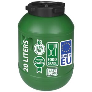 F&R Kleines Fass 20 Liter aus HDPE zur Aufbewahrung I Futtertonne Pferd I Wassertank Weithalsfass mit Deckel I Wasserfass I Sauerkrautfass I Gurkenfass Gärfass I Maischefass