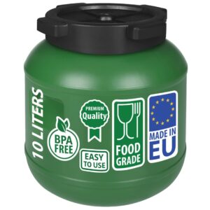 F & R Kleines Fass 10 Liter aus HDPE zur Aufbewahrung I Futtertonne Pferd I Wassertank Weithalsfass mit Deckel I Wasserfass I Sauerkrautfass I Gurkenfass Gärfass I Maischefass