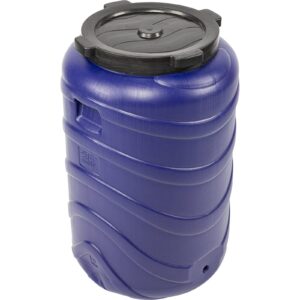Browin 360132 Fass für Milchsaure Produkte 130 L, Große Futtertonne, Regentonne, Fass zum Einlegen von Kohl, mit Deckel, Blau