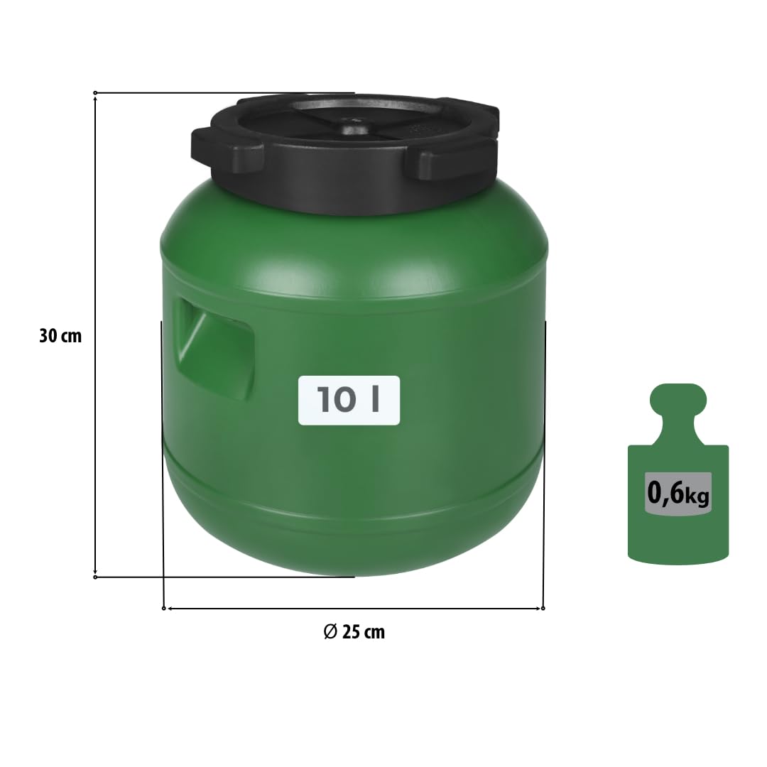 F & R Kleines Fass 10 Liter aus HDPE zur Aufbewahrung I Futtertonne Pferd I Wassertank Weithalsfass mit Deckel I Wasserfass I Sauerkrautfass I Gurkenfass Gärfass I Maischefass - Image 2