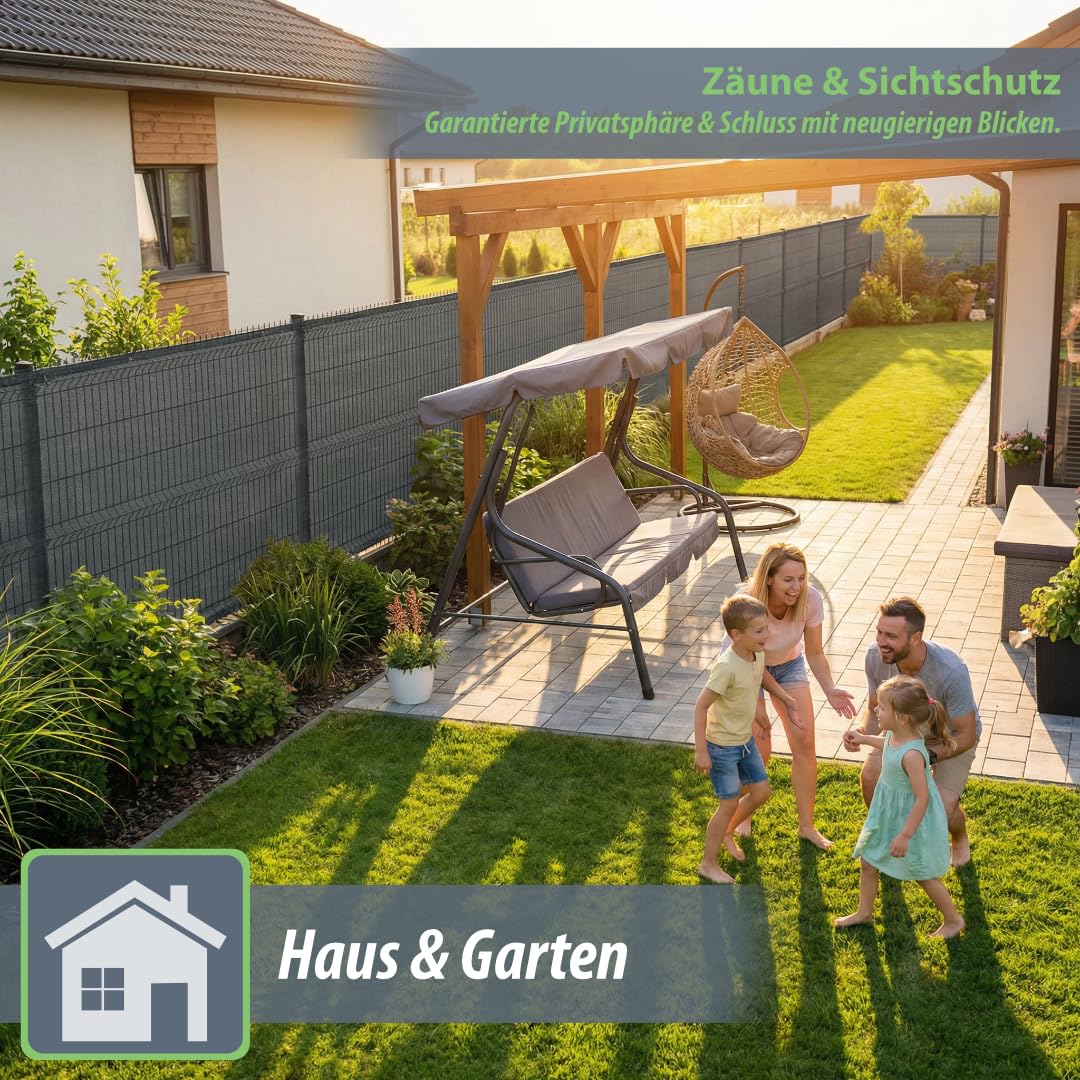F & R Sichtschutz Garten Zaunblende I Sichtschutz Zaun I Schattiernetz Grün PE 1m x 20m 150g/m² I Sichtschutzmatte Für Zaun Gartenzaun Gartensichtschutz UV-Stabil Wetterfest - Image 3