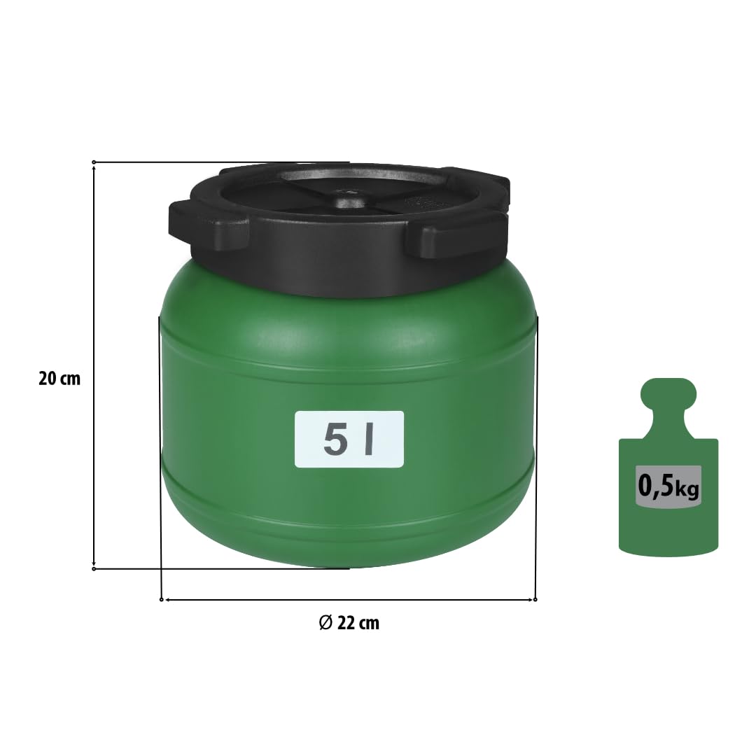 F&R Kleines Fass 5 Liter aus HDPE zur Aufbewahrung I Futtertonne Pferd I Wassertank Weithalsfass mit Deckel I Wasserfass I Sauerkrautfass I Gurkenfass Gärfass I Maischefass - Image 2