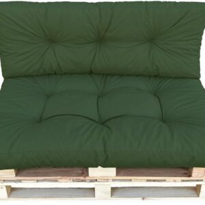 Palettenkissen Set Grün, 120x80 + 120x40 cm, Wasserabweisende Sitz- und Rückenkissen für Europaletten, Outdoor Auflage für Garten, Balkon und Terrasse