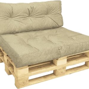 VOUNOT Palettenkissen Set für Indoor und Outdoor, Palettenpolster Wasserdicht Palettensofa, Sitzkissen 120x80, Rückenkissen 120x40, Beige