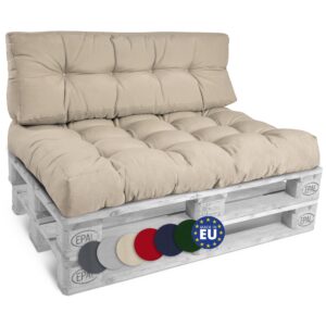 Beautissu Palettenkissen Set Style – Sitzkissen 120x80 + Rückenkissen 120x40, Oeko-Tex – Natur