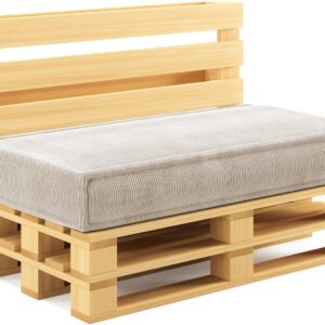chilly pilley® Elegante Palettenkissen aus Cord – Hochwertiges Sitz- & Rückenkissen Set mit modernem Design, Sitzpolster mit Schaumstoffkern & Rückenkissen (Sitzkissen 120x60, Creme)