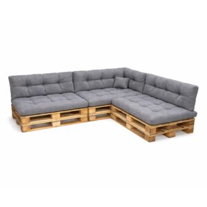 POKAR Palettenkissen 8er Set: 3x Sitzkissen 120x80 + 3x Rückenlehne 120x40 + Deko – Grau