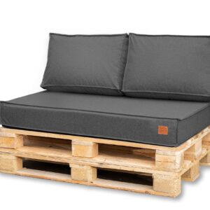 Bielik Palettenkissen Set 120x80 wasserdicht – Made in EU, Palettensofa Outdoor – Dunkelgrau