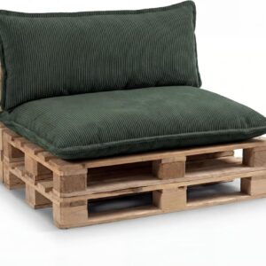 Gutekissen® Palettenkissen Set – Sitzkissen für Europaletten – Palettenpolster, Gefüllt mit Granuliertem Poulirette-Schaum PLL (Grün, Set (Sitzkissen 120x80 +Rückenlehne 120x40))