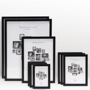9 tlg. Foto Bilderrahmen-Set in Schwarz in verschiedenen, unterschiedlichen Größen. Für Fotowände & Bilderwände mit schwarzen Bilderrahmen, Hochformat & Querformat geeignet. Von 10x15cm bis 30x40cm