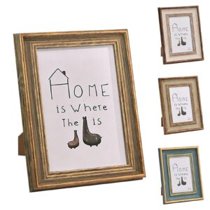 SIMDAO 4er Set Vintage Bilderrahmen 10x15 cm, Antik-Look Rustikale Bilderrahmen set Set für Wand und Tisch, für Wohnzimmer & Büro(Bronze+Grau+Holzfarbe+Retro-Grün)