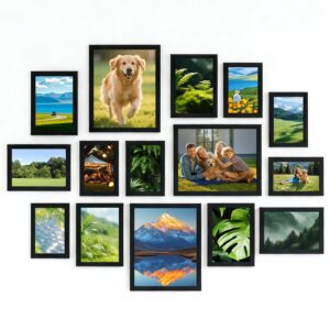 twirush 15 Stück Bilderrahmen Set, Bilderrahmen Collage in Verschiedenen Größen 10 × 15,13 × 18, 20 × 25 cm, Multi-Fotorahmen für Wand- und Tischdekoration, Bilderrahmen für Wohnzimmer Büro Zuhause