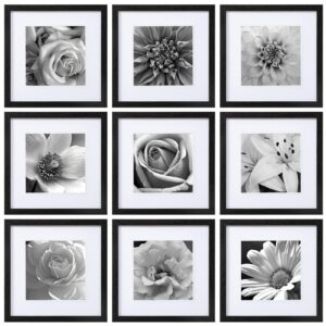 HBselect 9 Pack Bilderrahmen 30x30 Quadratisch Fotorahmen, Schwarz Rahmen 30x30cm, Holzrahmen Picture Frame für Fotos, Bilder, Poster