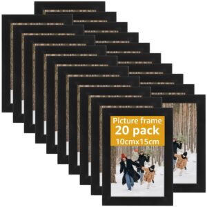 DAJAVE 20 Stück Bilderrahmen 10x15 fotorahmen für Wand und Tisch, bilderrahmen A6 für den Einsatz in Büros und Wohnungen (Schwarz, 10X15)