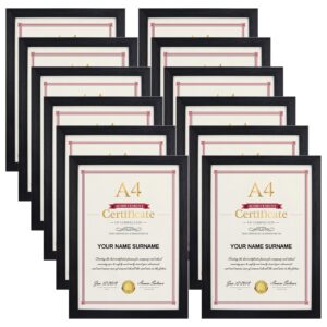 Giftgarden 12 Stück Schwarze Bilderrahmen DIN A4 Set für 21x29,7 CM Fotos und Bilder, Fotorahmen Collage zum Aufhängen für Wand- oder Tischaufsteller