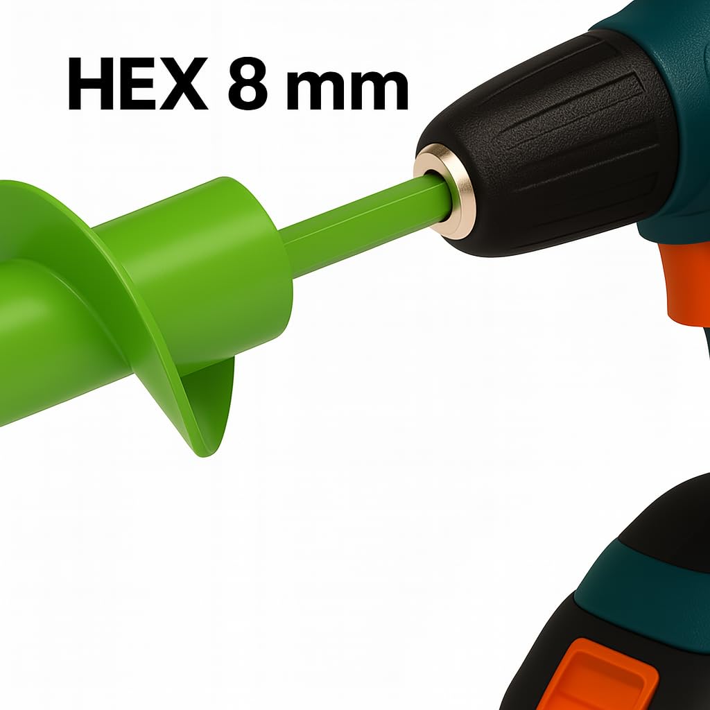 WERHE Erdbohrer 80 mm Ø, 600 mm lang für Bohrmaschine und Akkuschrauber – Gartenbohrer zum mühelosen Pflanzen von Blumen, Sträuchern und Graben von Zaunpfahl-Löchern - Image 5
