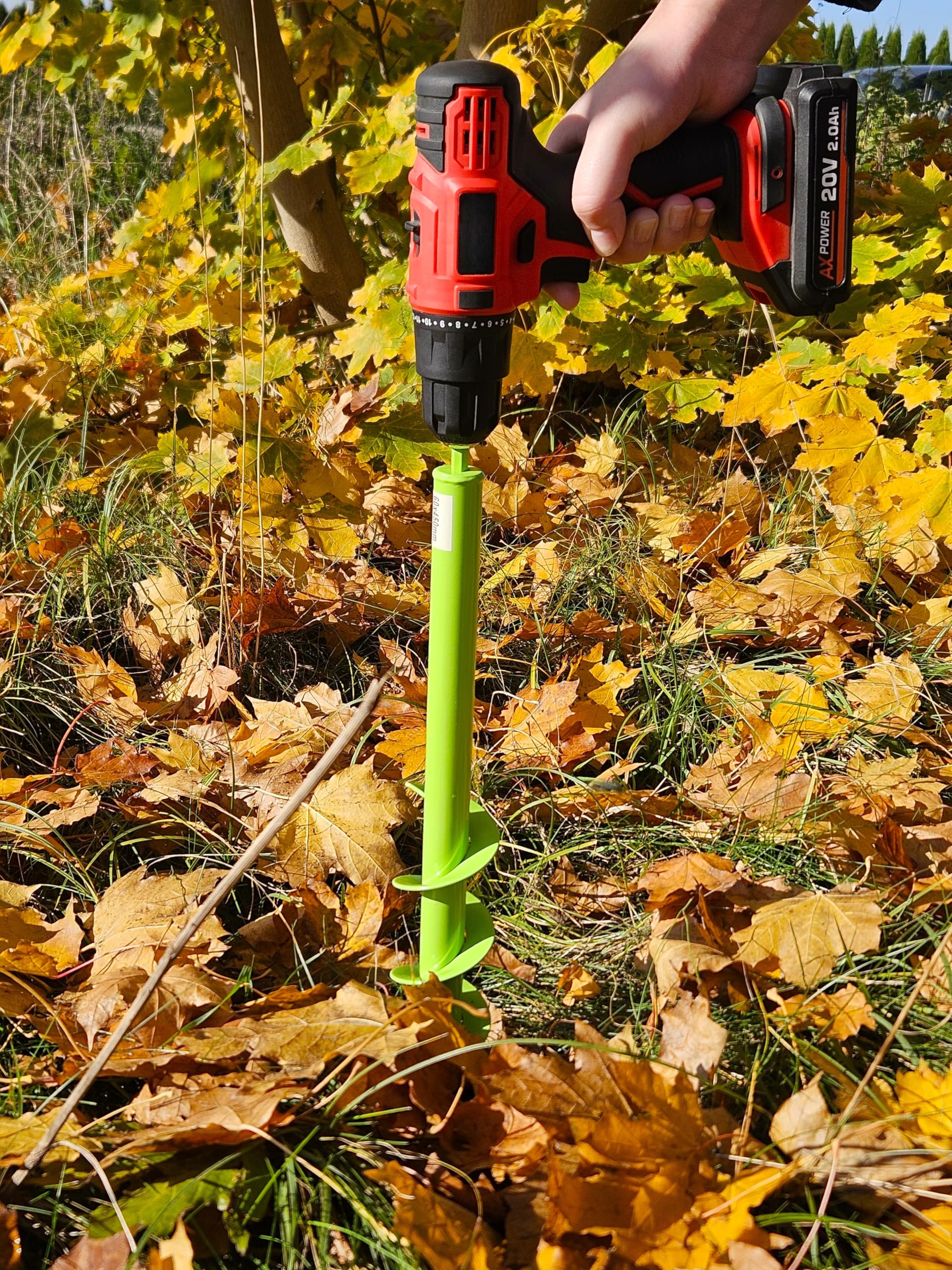 WERHE Erdbohrer 80 mm Ø, 600 mm lang für Bohrmaschine und Akkuschrauber – Gartenbohrer zum mühelosen Pflanzen von Blumen, Sträuchern und Graben von Zaunpfahl-Löchern - Image 8