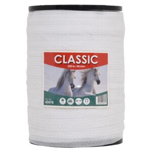 VOSS.farming Weidezaunband 40mm Classic 8 x 0,16 NIRO, weiß, Weidezaun und Elektrozaun Band, Elektroband, Pferdezaun, Pferdeband, Ponyzaun, Sparset (600 m)