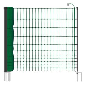 VOSS.farming 25 m Hundezaun, Katzenzaun, Hühnerzaun, Geflügelzaun, Geflügelnetz, 112 cm, 9 Pfähle, 2 Spitzen, grün Classic