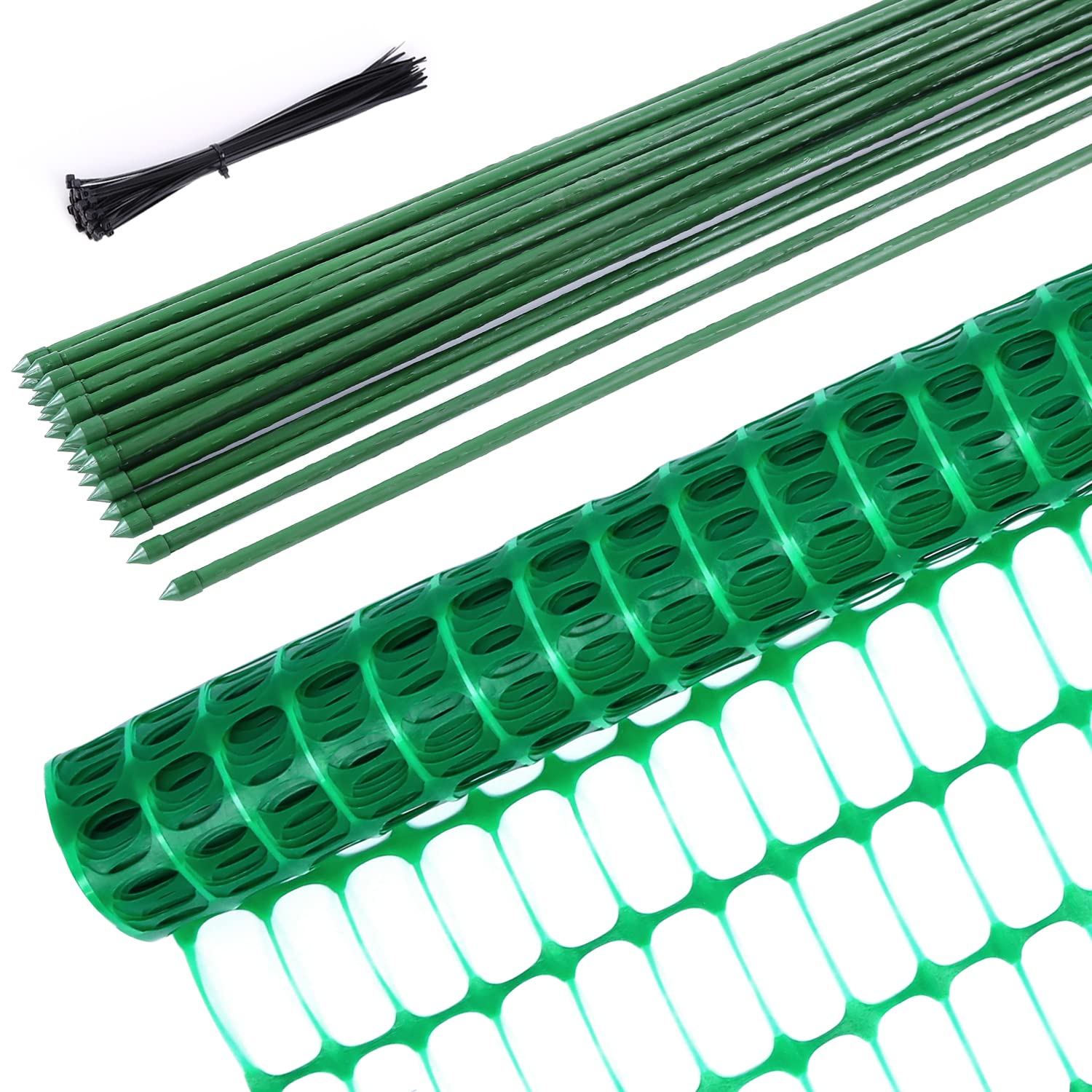 Ohuhu Begrenzungszaun Mobiler Zaun 30m lang 1m hoch mit 25 Pfähle Komplett-Set, Universal Begrenzungszaun, Hundezaun, Weidezaun, Zaun Garten & Hühnerzaun Gartennetz ideal für Garten, Haus, Hof