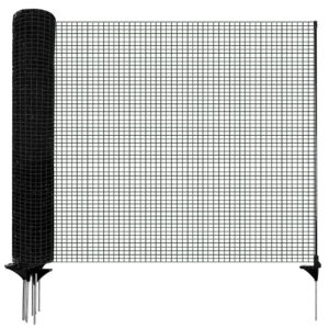 Signstek Mobiler Begrenzungszaun 120 cm hoch – 25 m Steckzaun mit 15 Pfählen, ohne Strom, engmaschig, schwarz | Hunde- & Hühnerzaun, Campingzaun