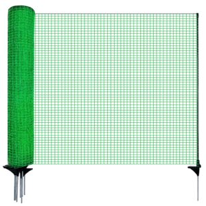Signstek Weidezaun, mobiler Zaun 90 cm hoch, 25m lang, 15 Pfähle, Gartennetz, Campingzaun, Hühnerzaun, Hundezaun, Absperrzaun, Steckzaun, Begrenzungszaun