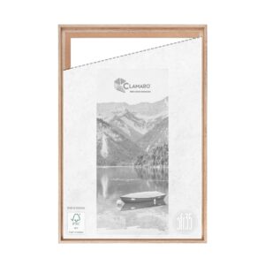 CLAMARO 'SFR35' Schattenfugenrahmen für 50x70 cm Keilrahmen | Eiche Hell | MDF-Holz Bilderrahmen für Keilrahmen Leinwände inkl. Aufhänger und Montagematerial