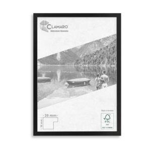 CLAMARO 'COLLAGE 20' Bilderrahmen 34x48 handgefertigt nach Maß | Schwarz Matt | Moderner 20 mm breiter slim Design MDF Holzbilderrahmen inkl. Acrylglas, Rückwand und Aufhänger