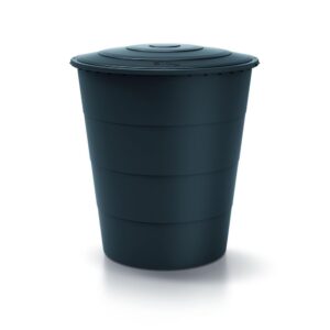 Kreher® XXL Regentonne 'Smooth' 510L mit Deckel und Standfuß (optional). Aus Kunststoff in Anthrazit/Grau. Dezente Optik im runden Format, zeitlos und modern. (Anthrazit, Mit Deckel)