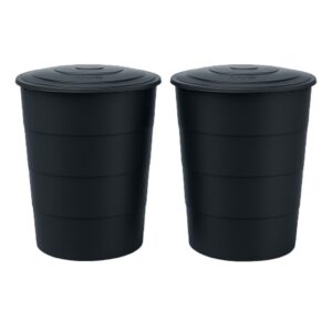 Kreher® 2 Stück XXL Regentonne Wassertonne 'Smooth' 510L mit Deckel. Aus robustem Kunststoff in Anthrazit/Grau. Dezente Optik im runden Format, zeitlos und modern. (2 x Anthrazit mit Deckel)