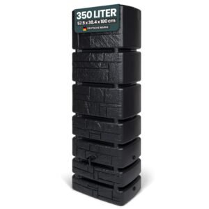 Kreher XXL Wassertonne Tower Stone mit Wasserhahn. Tolle Stein Optik in Anthrazit oder Grau, 350 Liter Nutzungsvolumen. Maße (BxTxH): 57,5 x 38,4 x 180 cm (Anthrazit)