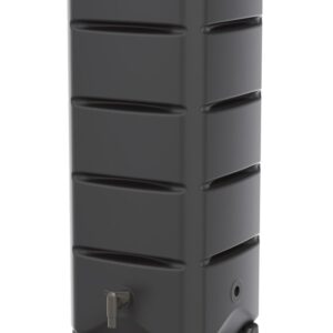 Regenwassertonne 120L eckig mit Standfuß, Deckel & Wasserhahn – robuster HDPE Regenspeicher für Garten, Terrasse & Regenrinne – UV-beständig, stabil, platzsparend (Anthrazit)