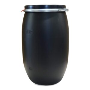 kanister-vertrieb® 120 Liter Regentonne Futterfass Trester Silage Lagerfass Spannfass Deckelfass schwarz