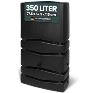 Kreher XXL Regentonne Aqua Tower aus Kunststoff in verschiedenen Größen und Farben (wählbar). Tolle Optik in einem schlichten, edlen Design - mit Auslaufhahn! (350 Liter, Anthrazit)
