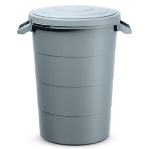 Regenwasser Tank 80 Liter mit Deckel - grau - Universal Kunststoff Tonne mit Tragegriffen - Regentonne Regenfass Allzweck Garten Abfall Eimer