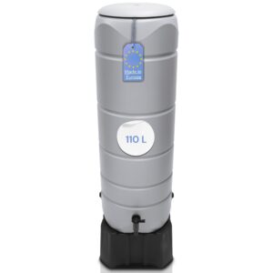 YourCasa Regentonne [CircleTower] 110L mit Standfuss, Deckel & Wasserhahn - Regenfass Frostsicher aus Kunststoff - Regenwassertonne - Regenwassertank Garten Wassertank Regensammler (Grau)