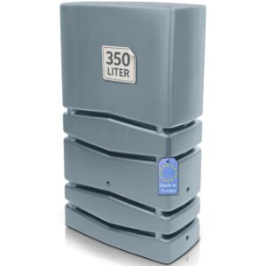 YourCasa Regentonne Eckig 350 Liter [Aqua Silo] XXL Regenfass mit Öffnung und Deckel - platzsparende moderne Form - Frostsicher aus Kunststoff - Regenwassertonne - Regenwassertank Garten Schmal (Grau)