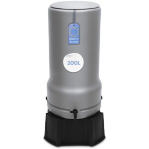 YourCasa Regentonne 200L [RainBell] mit Standfuss, Deckel & Wasserhahn - Regenfass Frostsicher aus Kunststoff - Regenwassertonne - Regenwassertank Garten Wassertank Regensammler Wasserfass (Grau,200L)