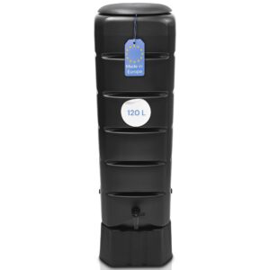 YourCasa Regentonne [Tower] 120L mit Standfuss, Deckel & Wasserhahn - Regenfass Frostsicher aus Kunststoff - Regenwassertonne - Regenwassertank Garten Wassertank Regensammler (Anthrazit)