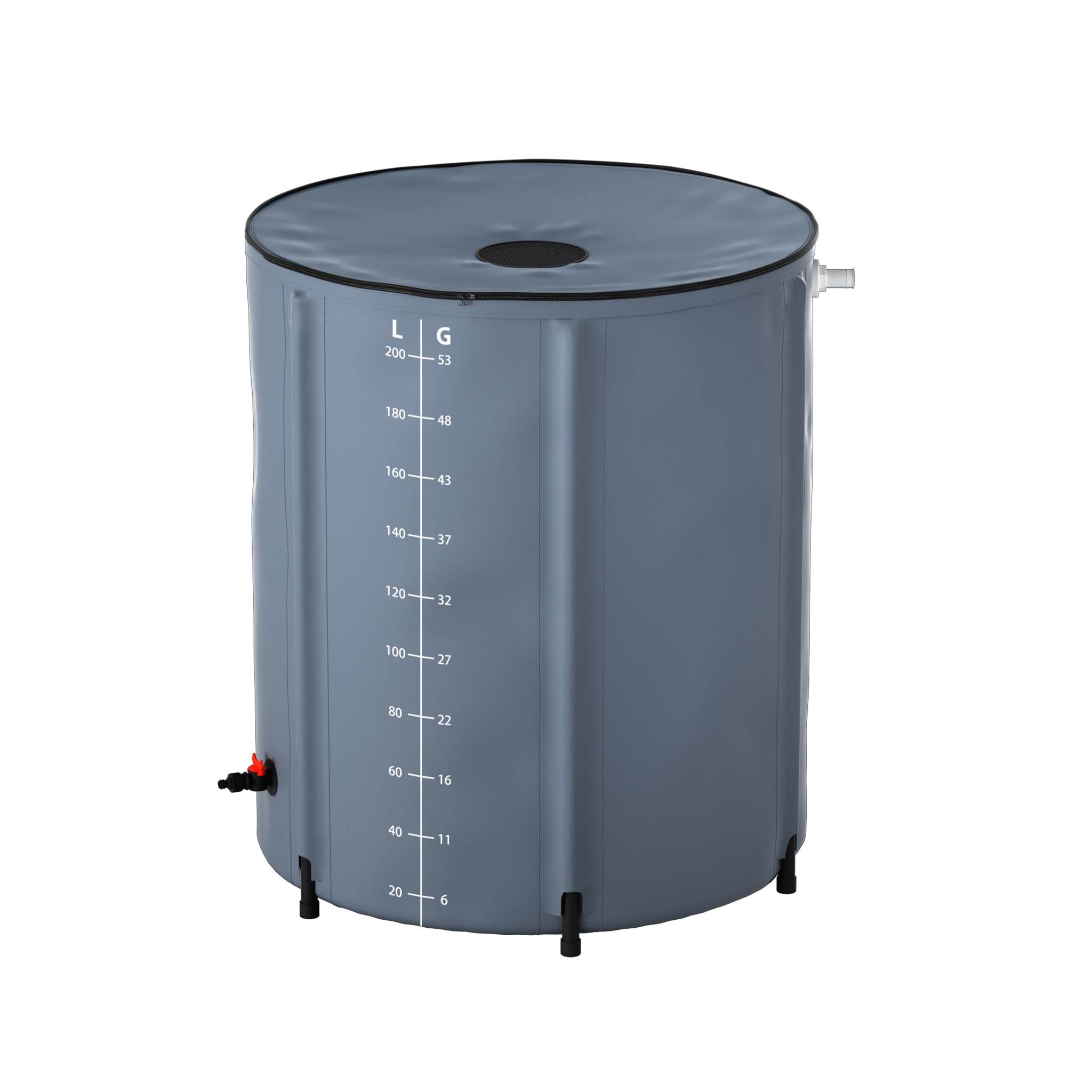 TATIVALO Faltbare Regentonne 200L, Regenwassertank mit Deckel & Wasserhahn, Regenfass Garten wasserdicht, UV-beständig, PVC Regenwasserbehälter für Garten, Balkon & Camping, Dunkelgrau