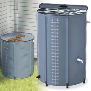 HENGMEI Regentonne 750L Regenwassertank Faltbare Wassertank für Regenfass Regenwassertonne Regenfass Regenwassersammler mit Ablassventil Regentank (Grau)