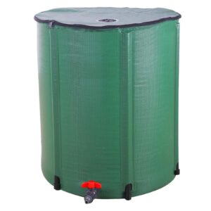 LEADZM Faltbar Regentonne, Tragbarer Wasserauffangbehälter, Regenwassertonne mit Filter Zapfhahn Überlaufset, Regenwassersammelsystem Fallrohr, Regenwassertank (200 Liter)