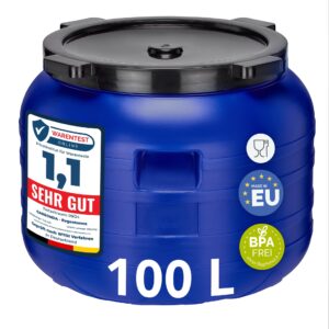 Garronda 100 Liter Weithalsfass BPA-frei Futtertonne Fass Universalfass Lebensmittel Fass Regenfass für Garten Regentonne mit Deckel Regenwassertonne für Garten Wassertonne GD-0093 Blau