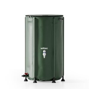 Wiltec Faltbare Regentonne 250 l mit Deckel, Regenfass aus 620 g/m² PVC, Regenwassertank mit Wasserhahn, Wasserspeicher Garten mit Schlauchanschluss