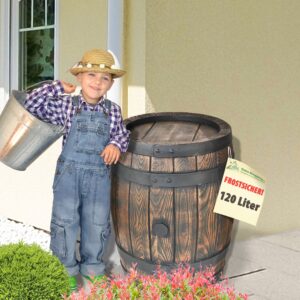REGENTONNE REGENFASS WASSERFASS REGENWASSERBEHÄLTER REGENWASSERFASS GARTENFASS Eichenfass (120L)