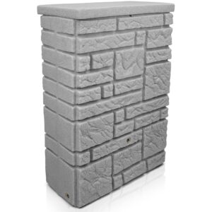 YourCasa Regentonne 300 Liter [StoneRain] mit Metallgewinde und Deckel in Steinoptik - Regenfass Frostsicher aus Kunststoff - Regenwassertonne - Regenwassertank Garten Wassertank Regensammler (Grau)