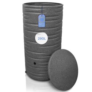 YourCasa Regentonne 290 Liter [Premium] mit Metallgewinde und Deckel - Regenfass Frostsicher aus Kunststoff - Regenwassertonne - Regenwassertank Garten