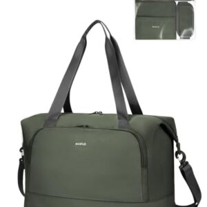 ECOHUB 30L Faltbare Reisetasche Handgepäck, Untersitz Handgepäck Tasche für Flugzeug, Easyjet handgepäck 45x36x20 Mit Abnehmbar Nass-Tasche, Recyceltes PET Weekender Damen, Patent Anhängig(Grün)