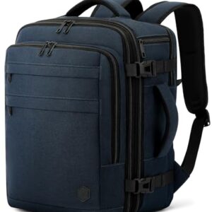 VANKEV Eurowings Ryanair EasyJet Wizz Air Handgepäck Erweiterbar 40x30x20 bis 40x30x25, 24L bis 30L, Sitzunter Rucksack für Reisen passt zu 15,6 Zoll Laptops dunkelblau