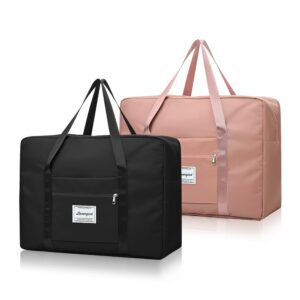 2 Stück Faltbare Reisetasche, Handgepäck Tasche Wasserdicht Leicht, Untersitz Urlaub Reisetasche, Handgepäck Tasche für Frauen, 52x38x19CM Weekender Kliniktasche Geburt Koffer (2PCS, L-52x38x19CM)